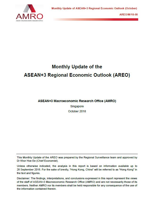 Read more about the article Monthly Update of the ASEAN+3 Regional Economic Outlook (AREO) – October 2018