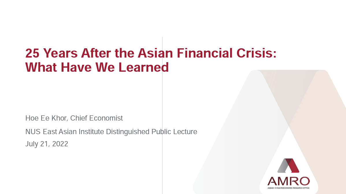 Read more about the article Presentation: 25 Years After the Asian Financial Crisis: What Have We Learned